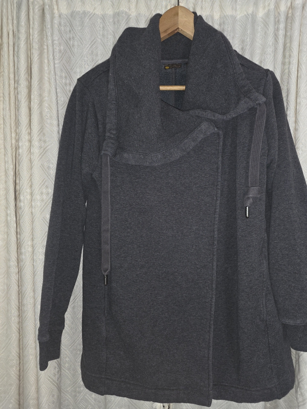 Zella Charcoal Gray Asymmetrical Funnel Neck Utility Jacket